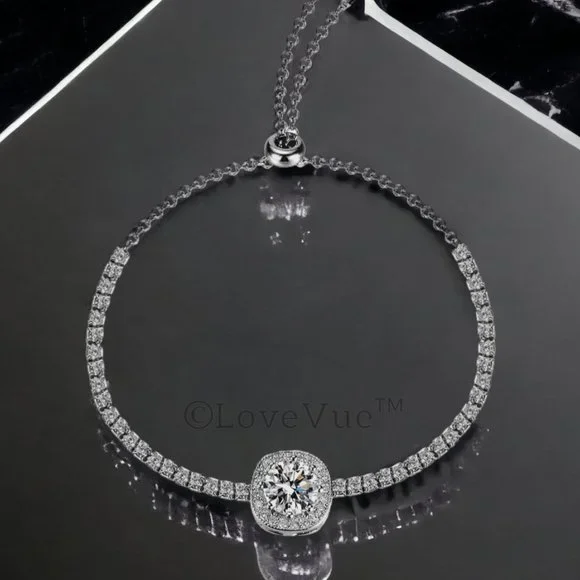 Certified 1ct. t.w. Diamond Halo Tennis Bracelet - Picture 6 of 15